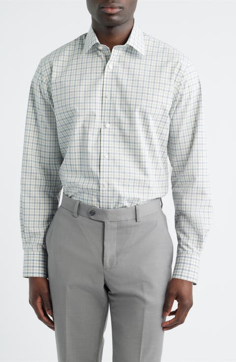 Traditional Fit Check Non-Iron Cotton Dress Shirt
