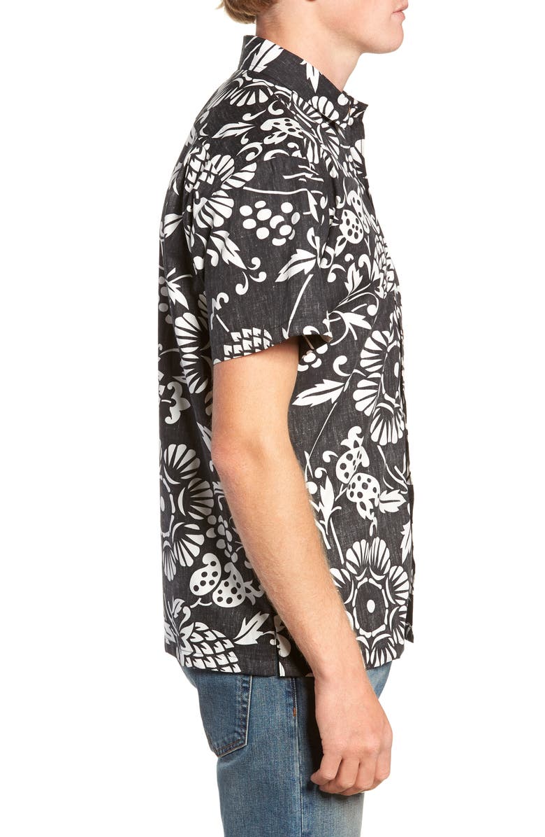 Kahala Duke's Pareo Trim Fit Sport Shirt, Alternate, color, Black