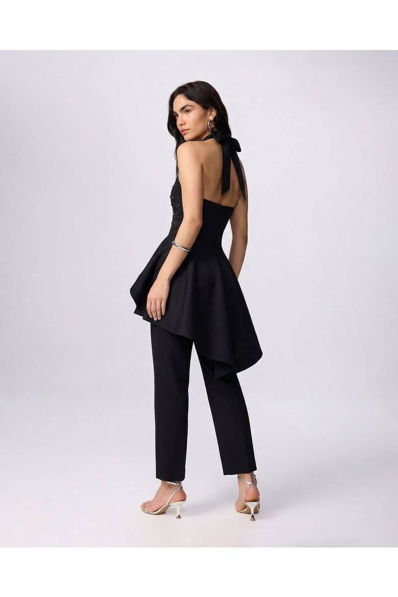 Echo Hi-Low Pearly Halter Shirting Top, Alternate, color, Black/Gunmetal