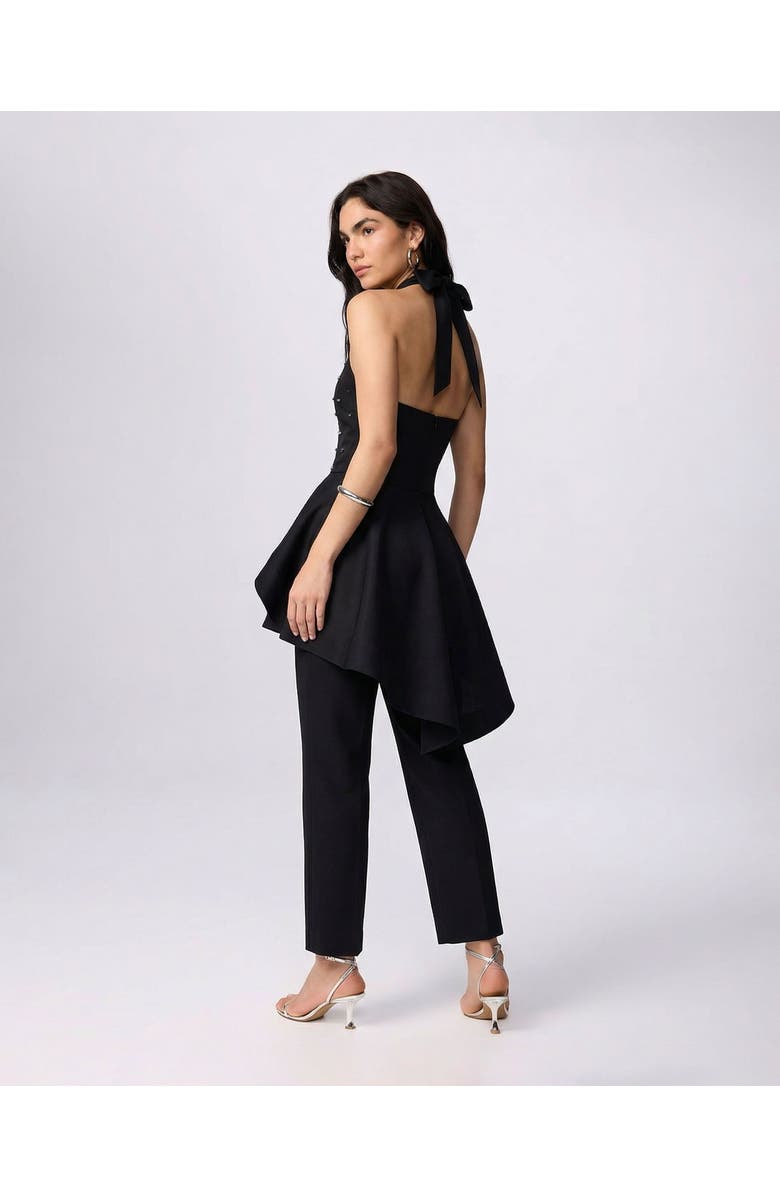 THEO The Label Echo Hi-Low Pearly Halter Shirting Top, Alternate, color, Black/Gunmetal