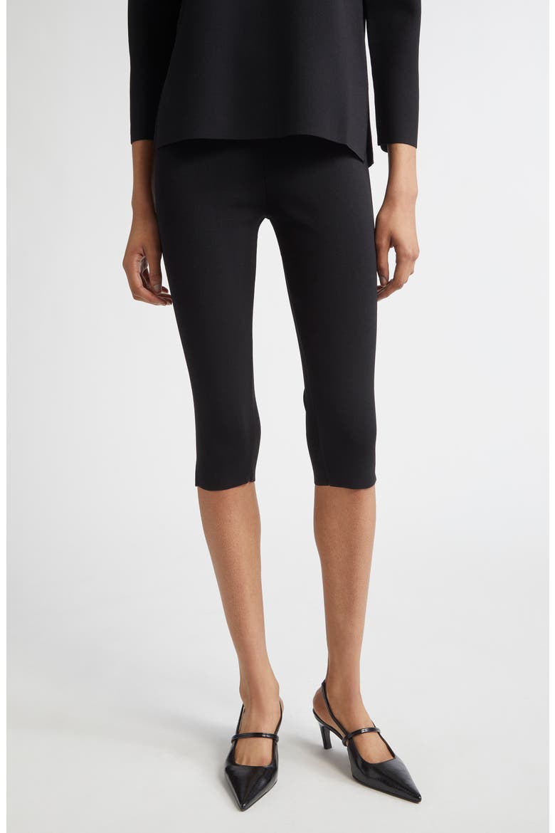 Compact Knit Capri Trousers, Main, color, BLACK