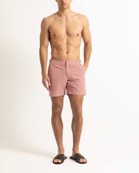 Bulldog Mid-Length Classic Fit Swim Shorts With Portico Print