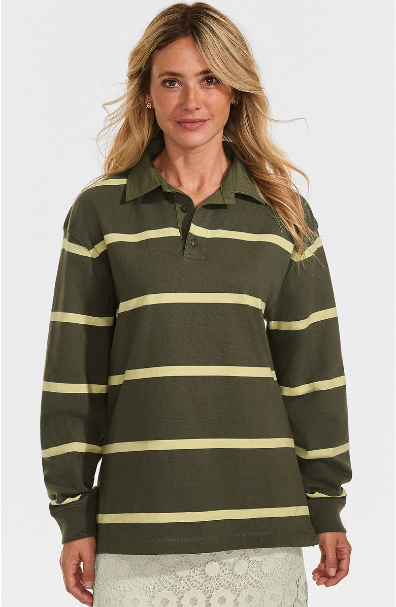 Lands' End Long Sleeve Rugged Rugby Polo, Alternate, color, 