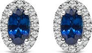 Haus of Brilliance 10K White Gold 5x3 MM Oval Cut Birthstone and Diamond Halo Stud Earrings