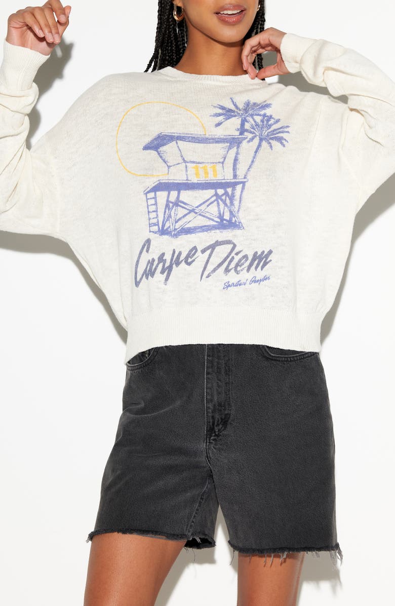 Spiritual Gangster Carpe Diem Venice Sweater, Alternate, color, White