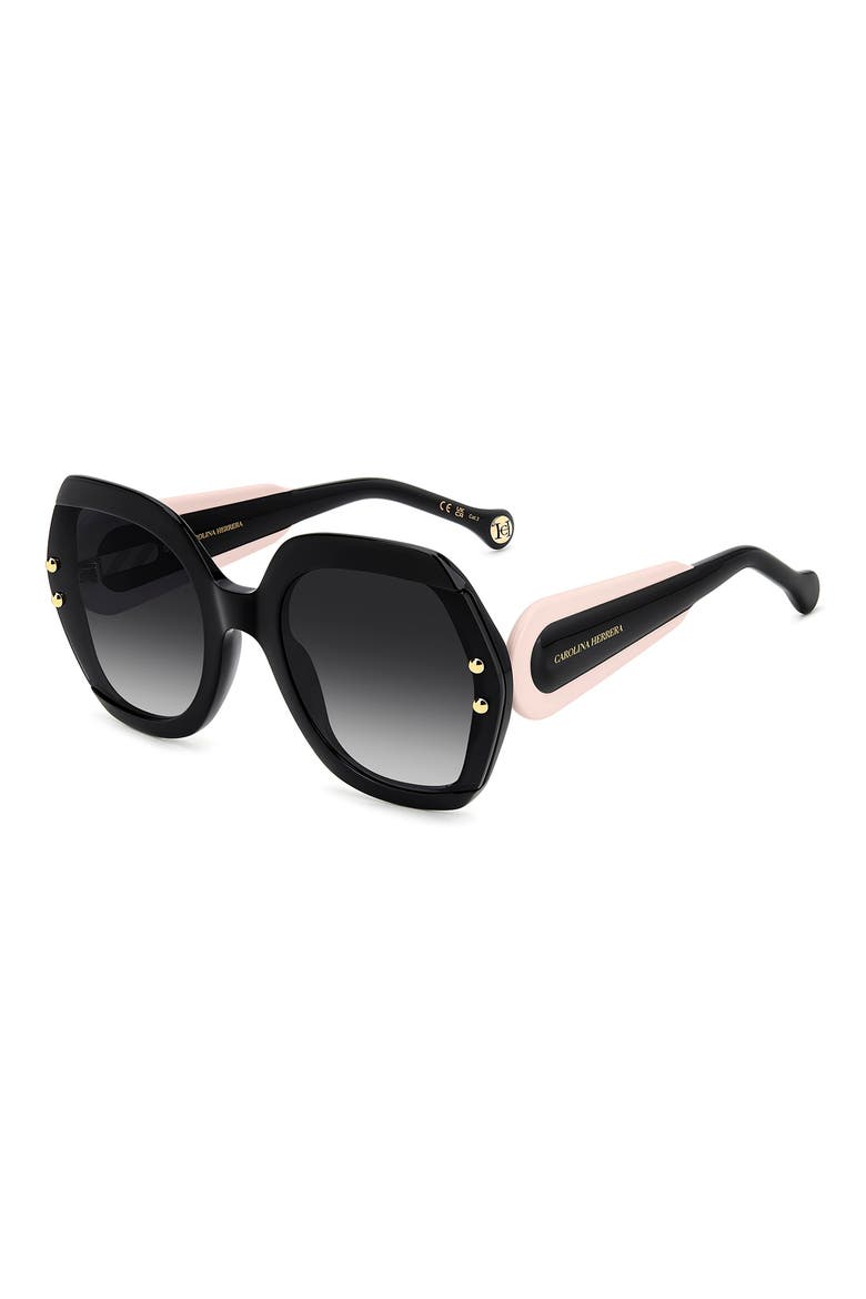 61mm Gradient Geometric Sunglasses, Alternate, color, BLACK PINK/ DARK GREY SF