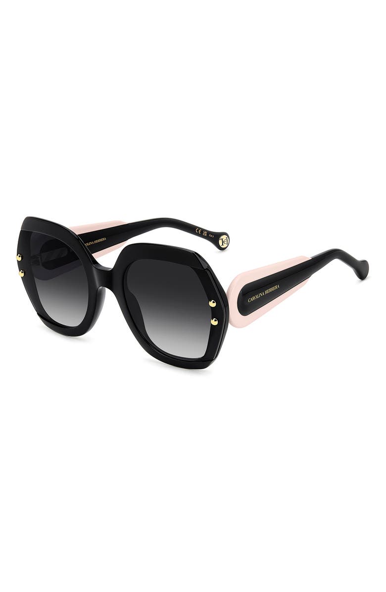 Carolina Herrera 61mm Gradient Geometric Sunglasses, Alternate, color, Black Pink/ Dark Grey Sf