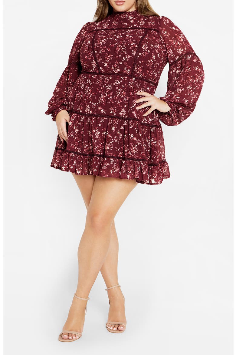 Lennox Floral Long Sleeve Dress, Main, color, RED FLORAL