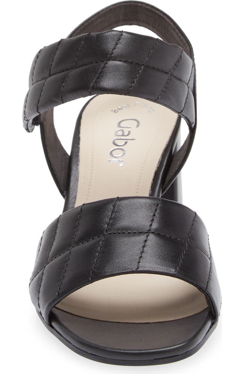 Gabor Quilted block Heel Sandal, Alternate, color, Black