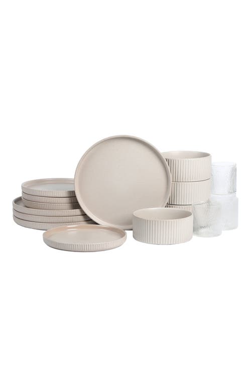 Stone Lain Haven Stoneware 16-piece Dinnerare Set With Glasses In Neutral