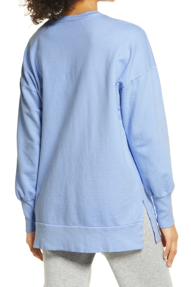 Side Slit Cotton Sweatshirt, Alternate, color, BLUE CASHMERE
