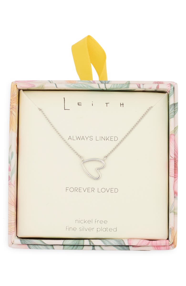 Leith Open Heart Pendant Necklace, Main, color, Silver