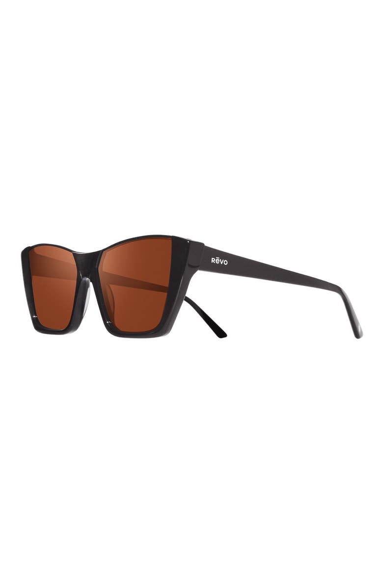 Chelsea 56mm Polarized Cat Eye Sunglasses, Alternate, color, BLACK