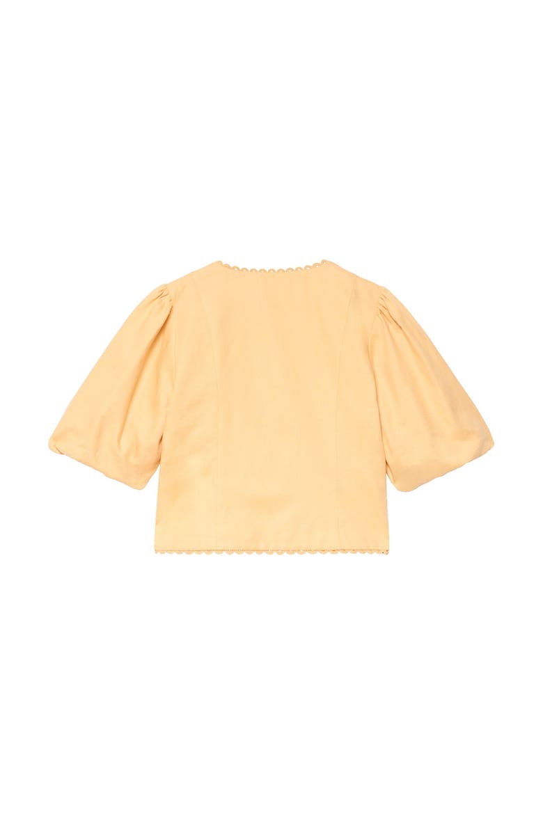 Linen Puff Sleeve Top, Alternate, color, Yellow
