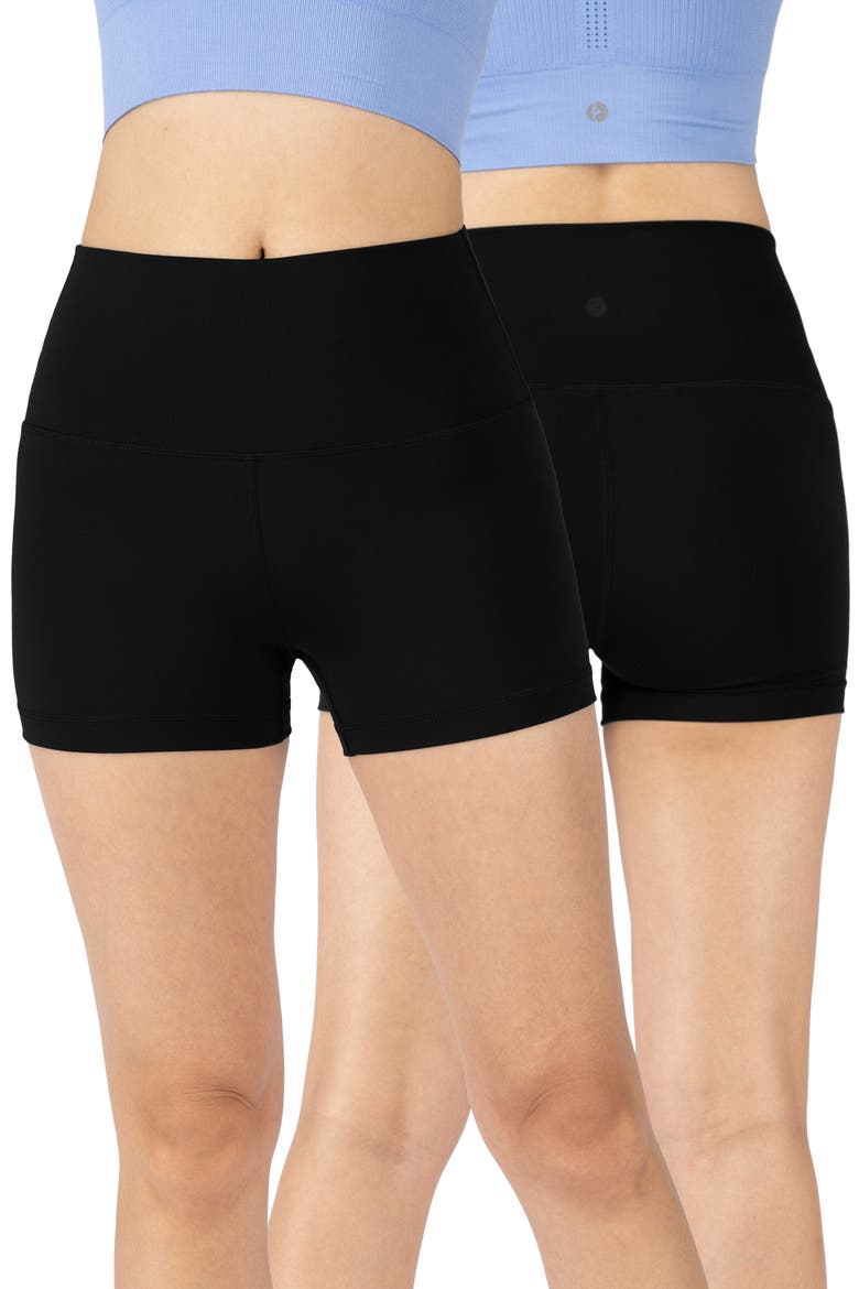 2-Pack Lux Everyday Elastic-Free High Waist Bike Shorts, Main, color, BLACK/BLACK