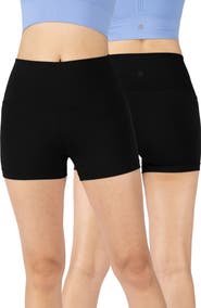 YOGALICIOUS 2-Pack Lux Everyday Elastic-Free High Waist Bike Shorts