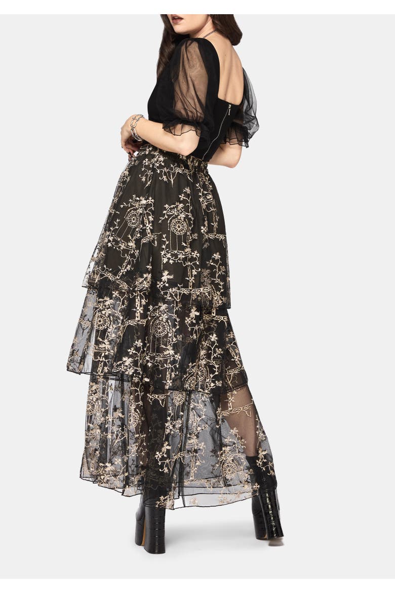 Stellar Vine Split Tiered Tulle Skirt, Alternate, color, Green