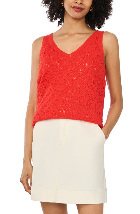 Cotton Blend Pointelle Tank