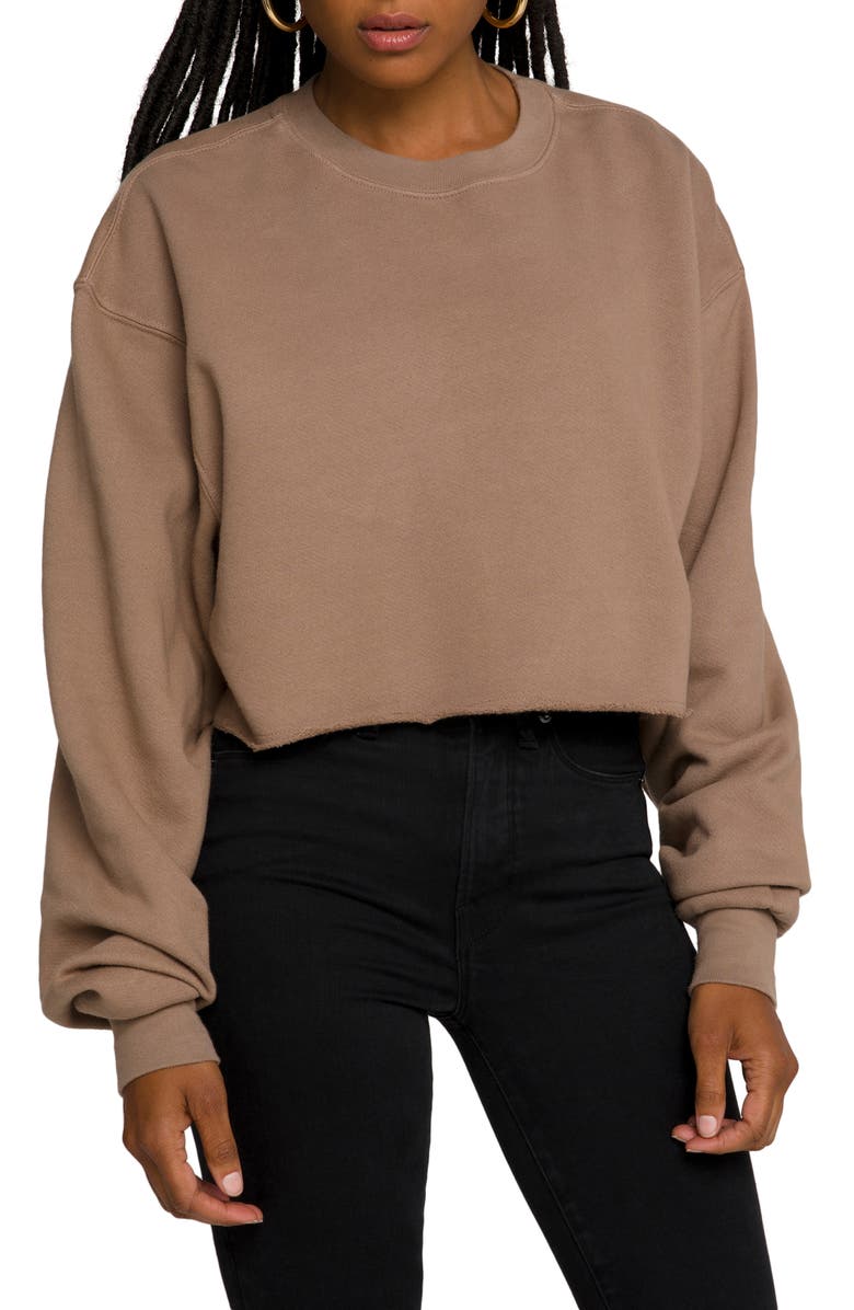 Good American Cropped & Cool French Terry Sweatshirt, Main, color,