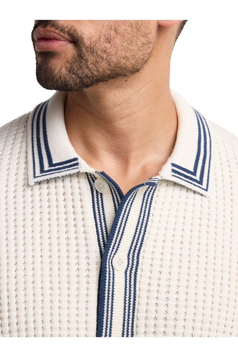 Cotton Button Front Polo, Alternate, color, Ivory