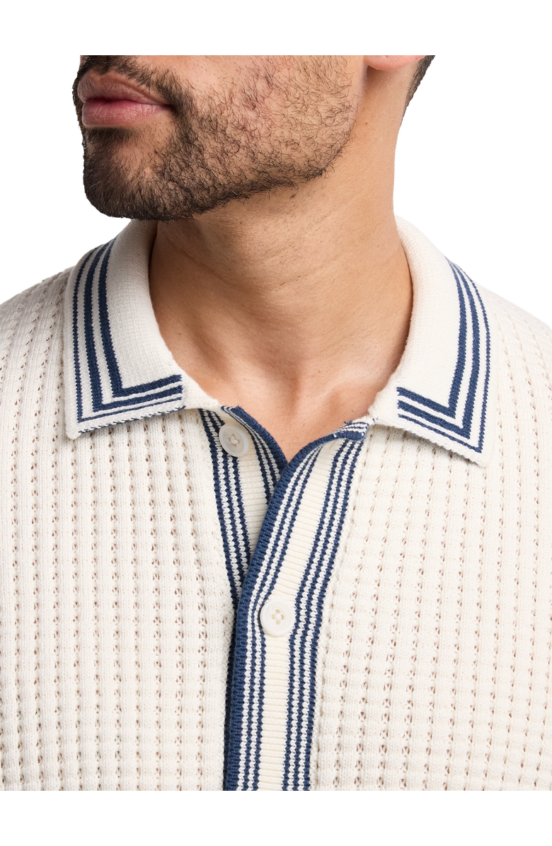 Paul Fredrick Cotton Button Front Polo, Alternate, color, Ivory