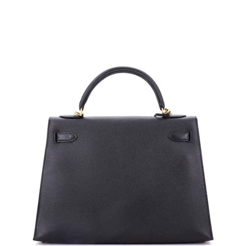 Pre-owned Hermes  Hermes Kelly Handbag Black Epsom With Gold Hardware 32 In Black