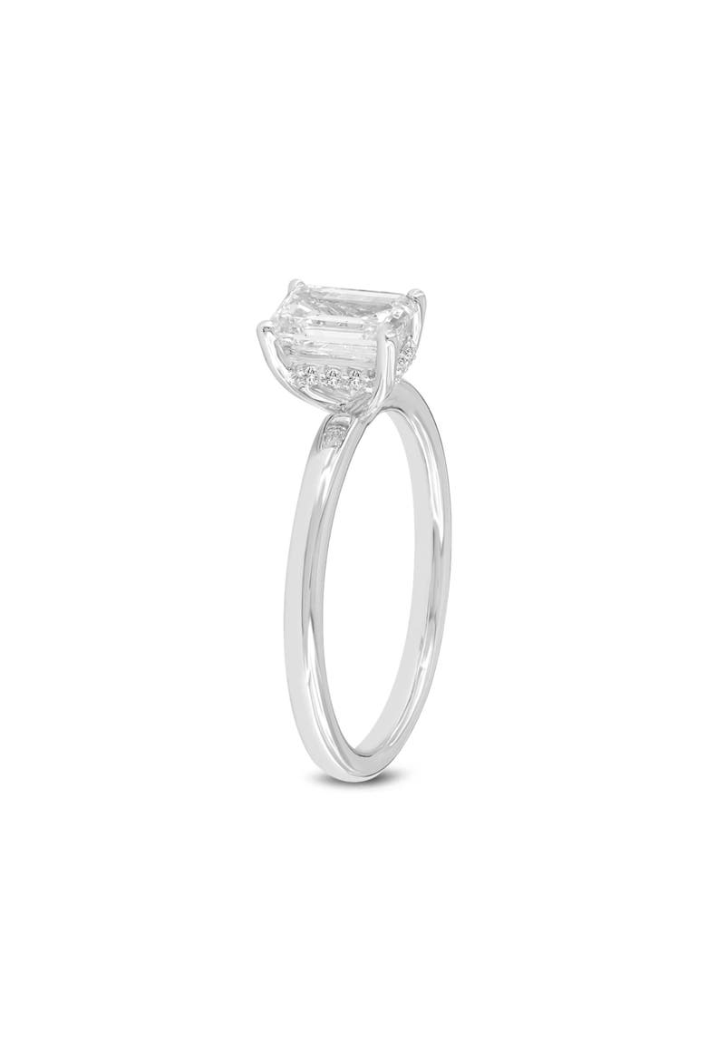 Countess 14K White Gold Emerald Cut Lab Grown Diamond Hidden Halo Engagement Ring - 1.05 ctw, Alternate, color, 14K White Gold