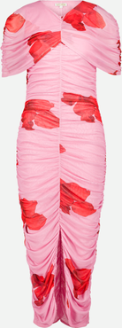 SAEMDI Draped Floral Midi Dress