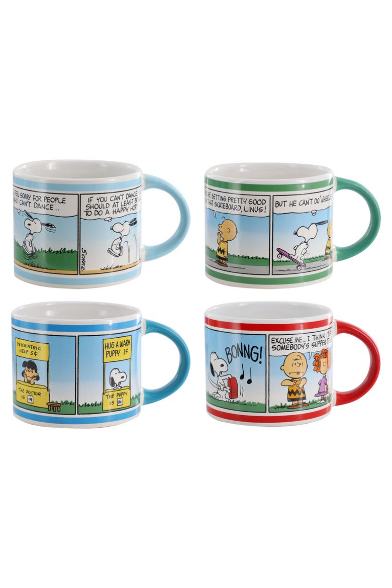4 Piece 20 Ounce Stoneware Mug Set in Assorted Colors, Main, color, White
