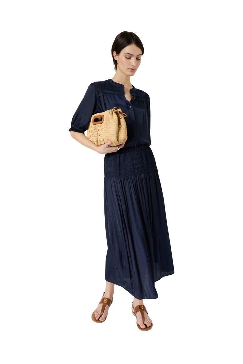 Jolie Pleated Midi Skirt, Alternate, color, Navy Blue