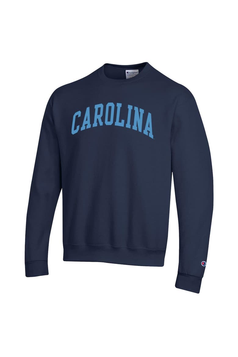 Men's Champion  Navy North Carolina Tar Heels Basic Arch Fleece Pullover Sweatshirt, Alternate, color, Navy