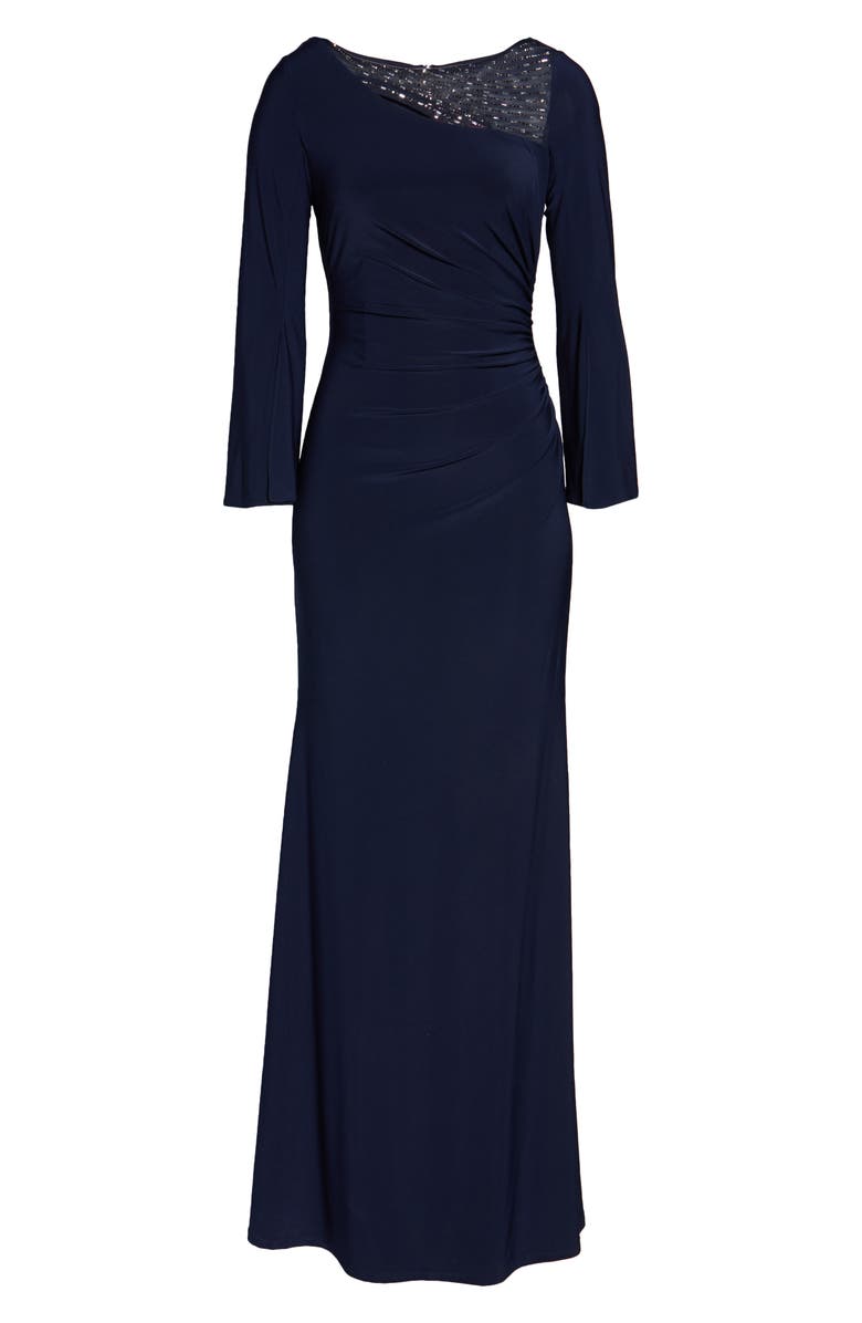 Vince Camuto Split Long Sleeve Trumpet Gown, Alternate, color, 