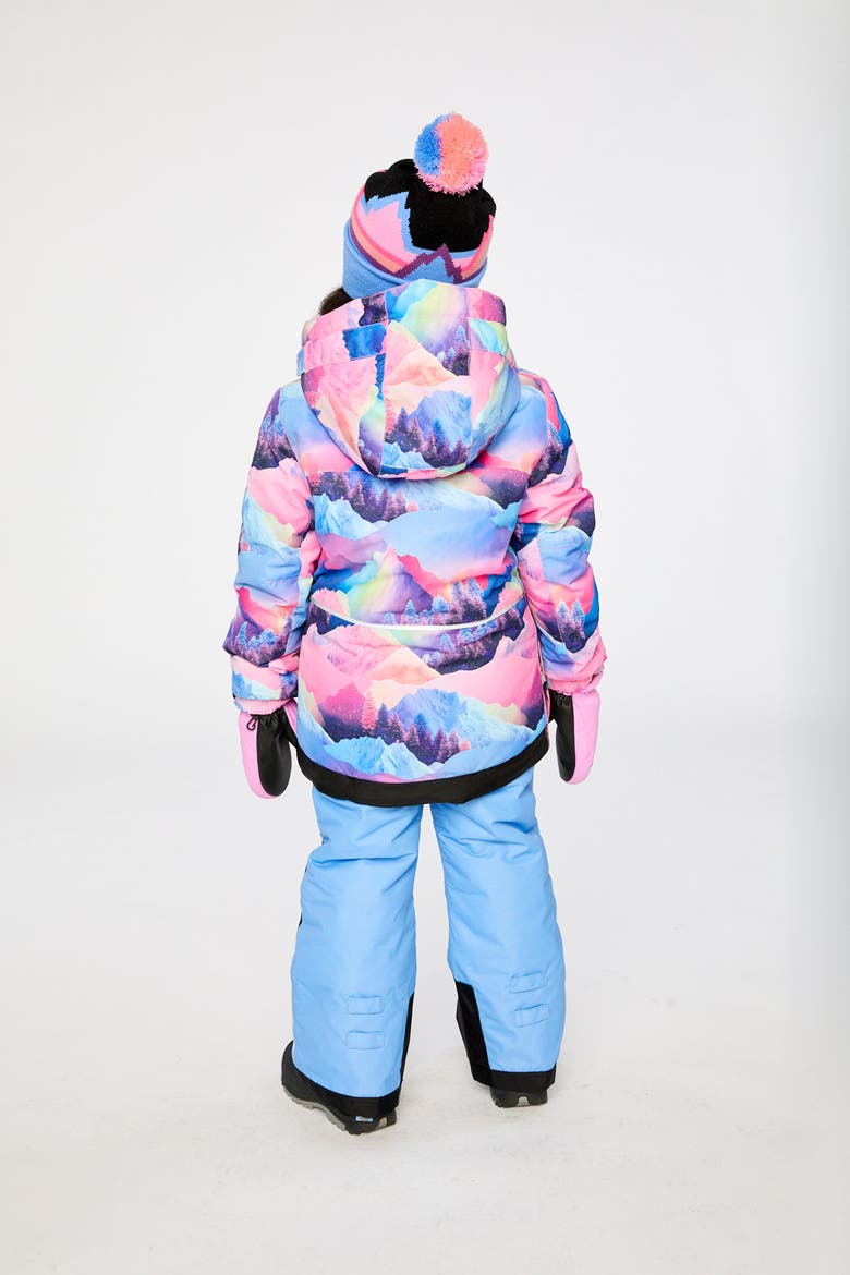 Play Mountain Jacket & Reinforced Pants Two Piece Snowsuit, Alternate, color, Pink Print with Blue Mountains