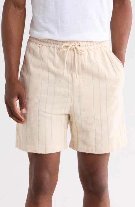 DENIM AND FLOWER Vertical Stripe Texture Drawstring Shorts