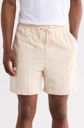 DENIM AND FLOWER Vertical Stripe Texture Drawstring Shorts