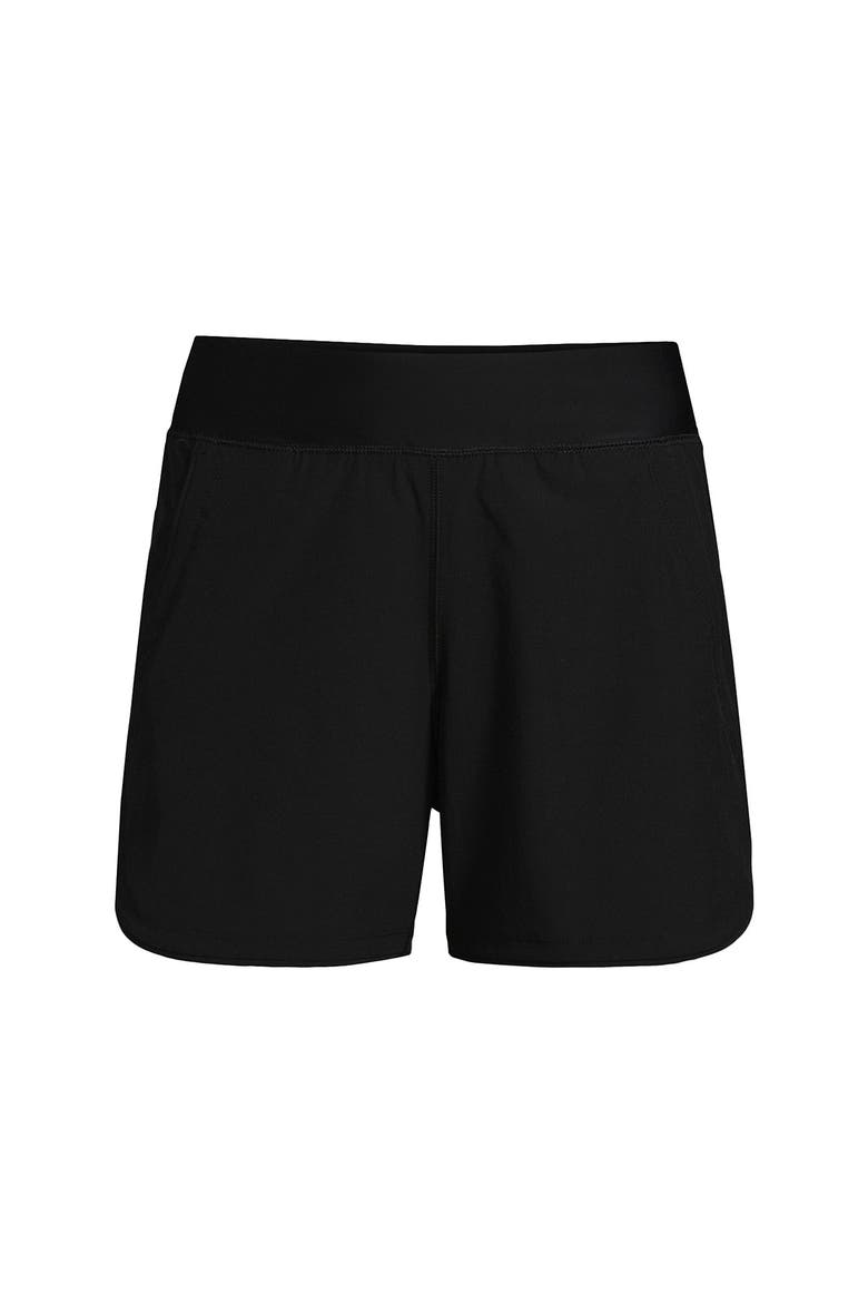 5" Quick Dry Elastic Waist Board Shorts Swim Cover-up Shorts with Panty, Alternate, color, Black