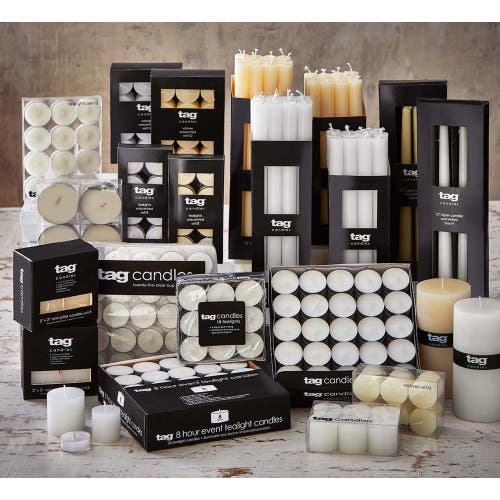 Tag Ivory Pillar Wax Candle Set Of 2 Unscented Long Burning In Neutral