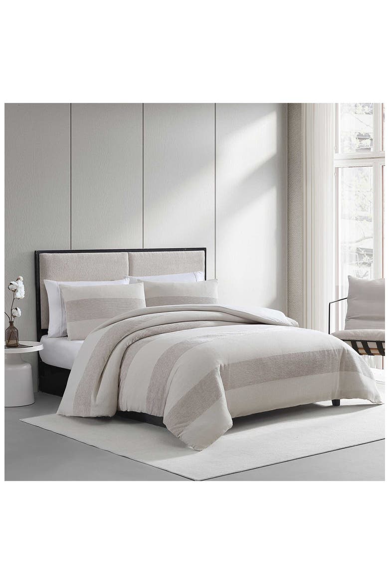 Chenille Waffle Stripe Duvet Set, Alternate, color, MOONLIGHT