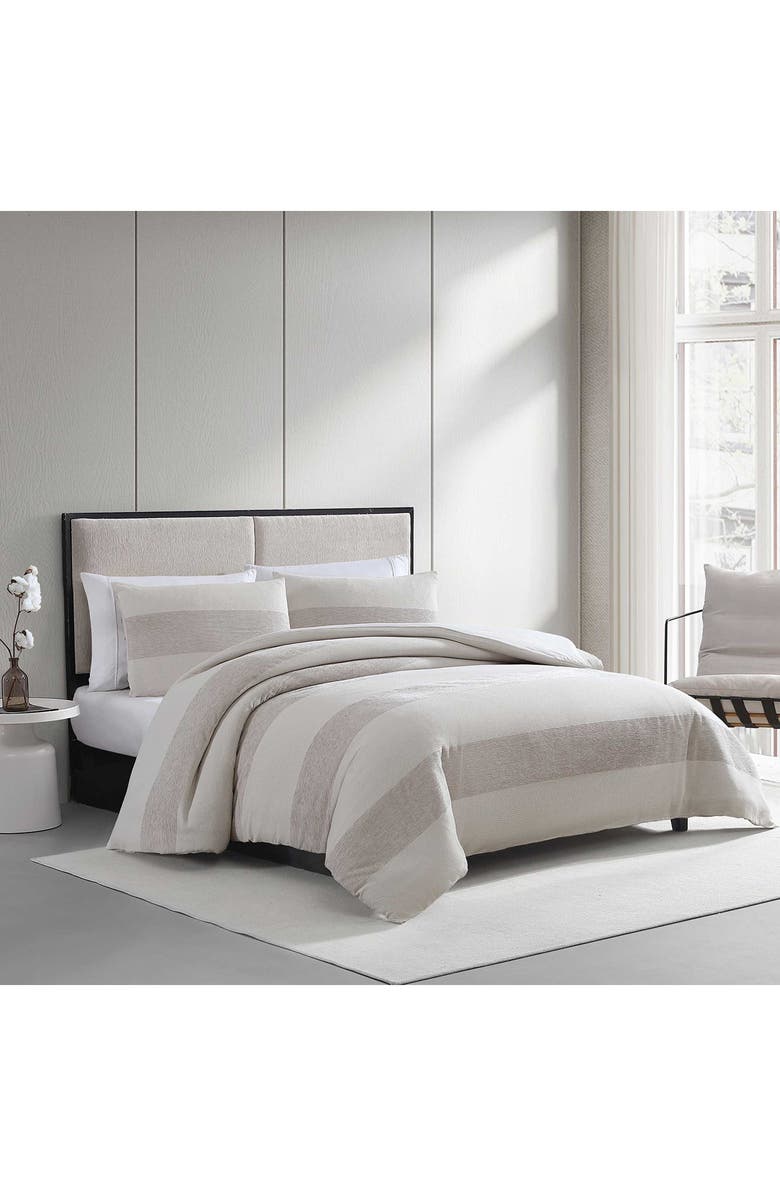Vera Wang Chenille Waffle Stripe Duvet Set, Alternate, color, Moonlight