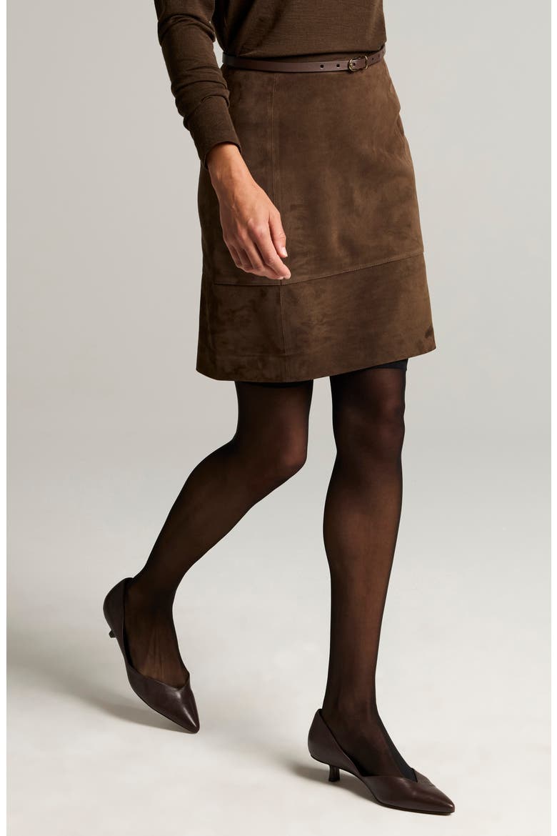 Leather Knee Length Skirt, Alternate, color, PINEWOOD