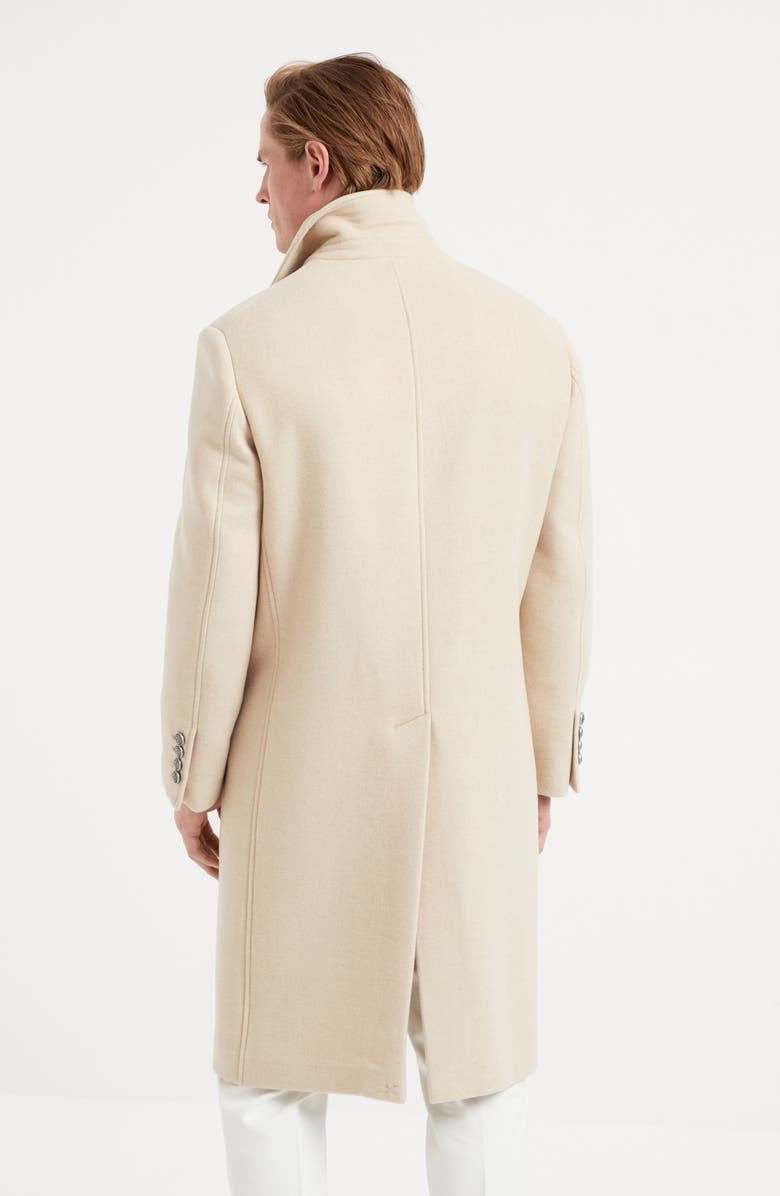 Brunello Cucinelli Camel double cloth coat with metal buttons, Alternate, color, 