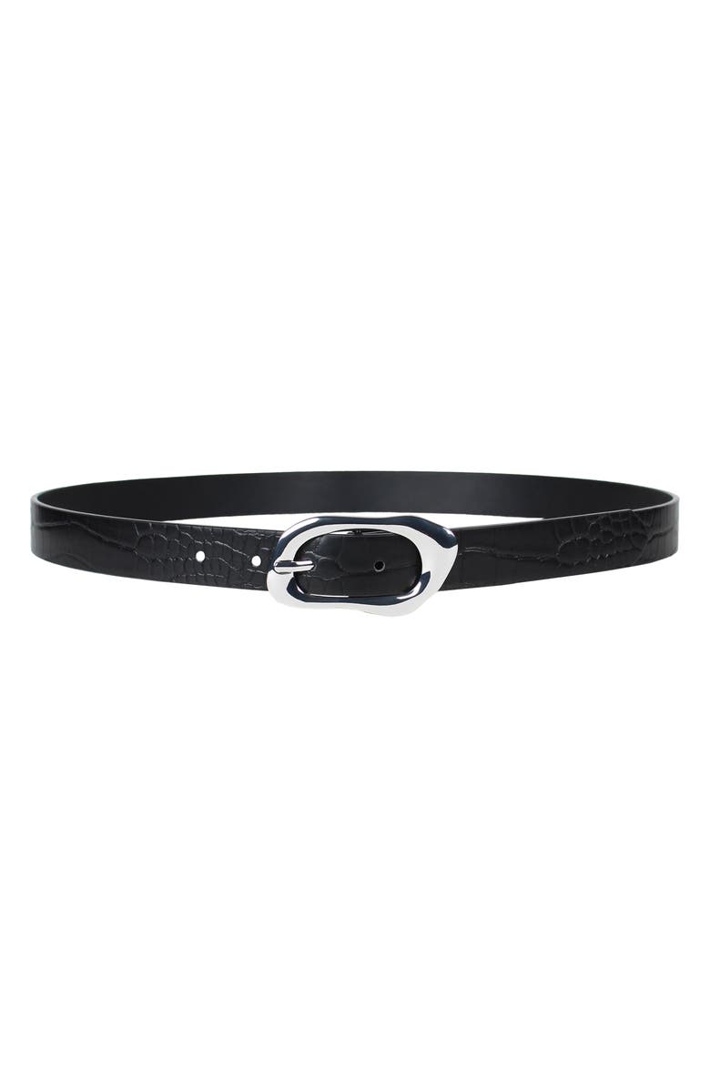 Linea Pelle Molten Buckle Belt, Main, color, Black