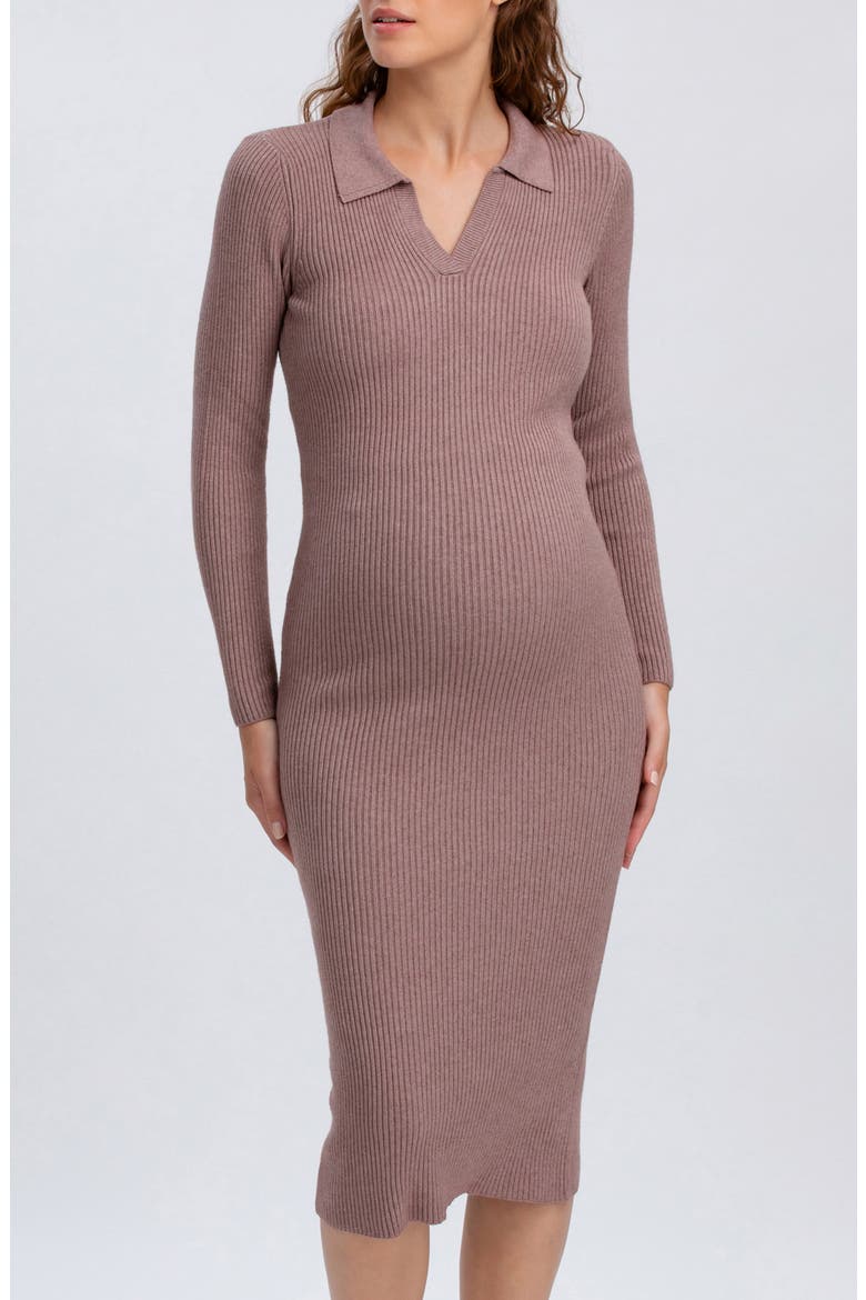 Lavinia Rib Knit Maternity Dress, Alternate, color, OLD WOOD