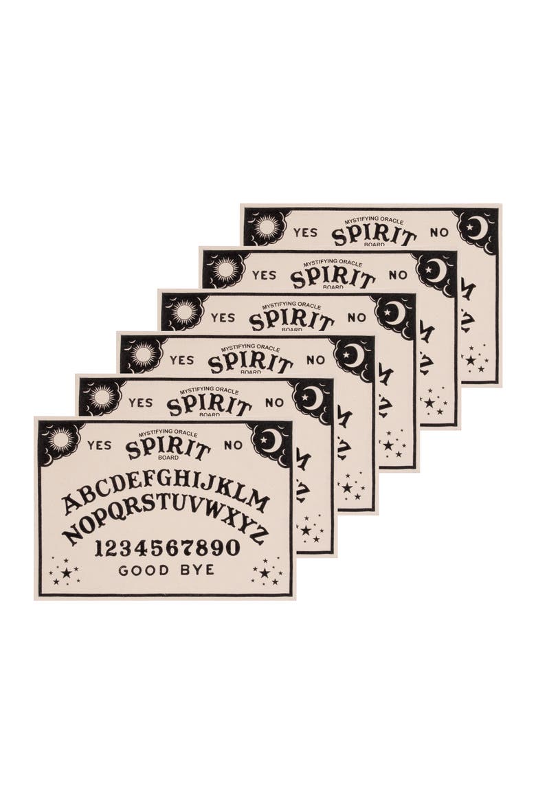 Spirit Board Planchette Halloween Set of 6 Placemats 14" x 20", Main, color, Black