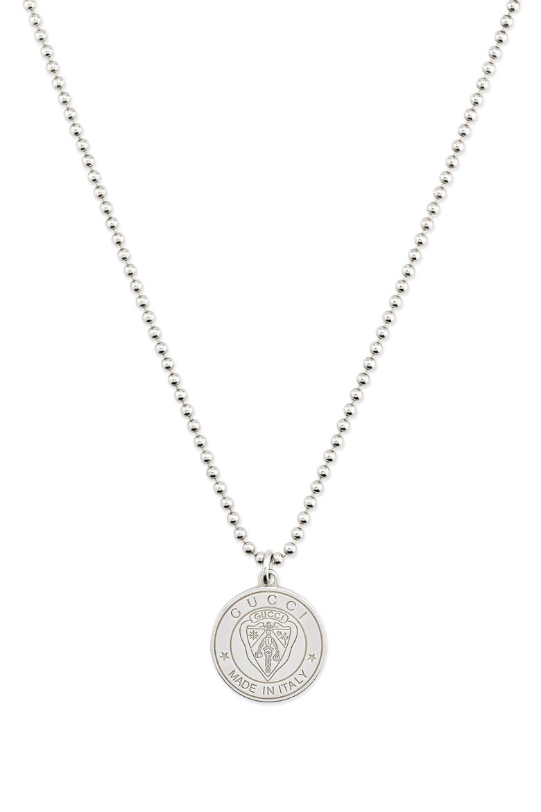 Crest Pendant Necklace, Alternate, color, SILVER