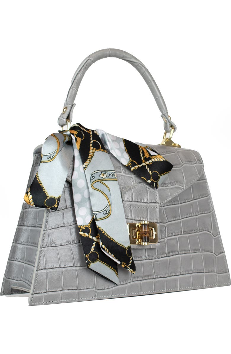 Persaman New York Marta Croc Embossed Satchel with Scarf, Alternate, color,