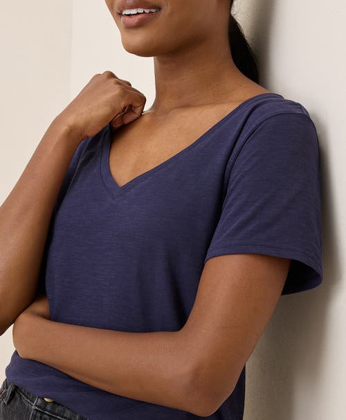 Pact Organic Cotton Featherweight Slub V-neck Tee In Eclipse