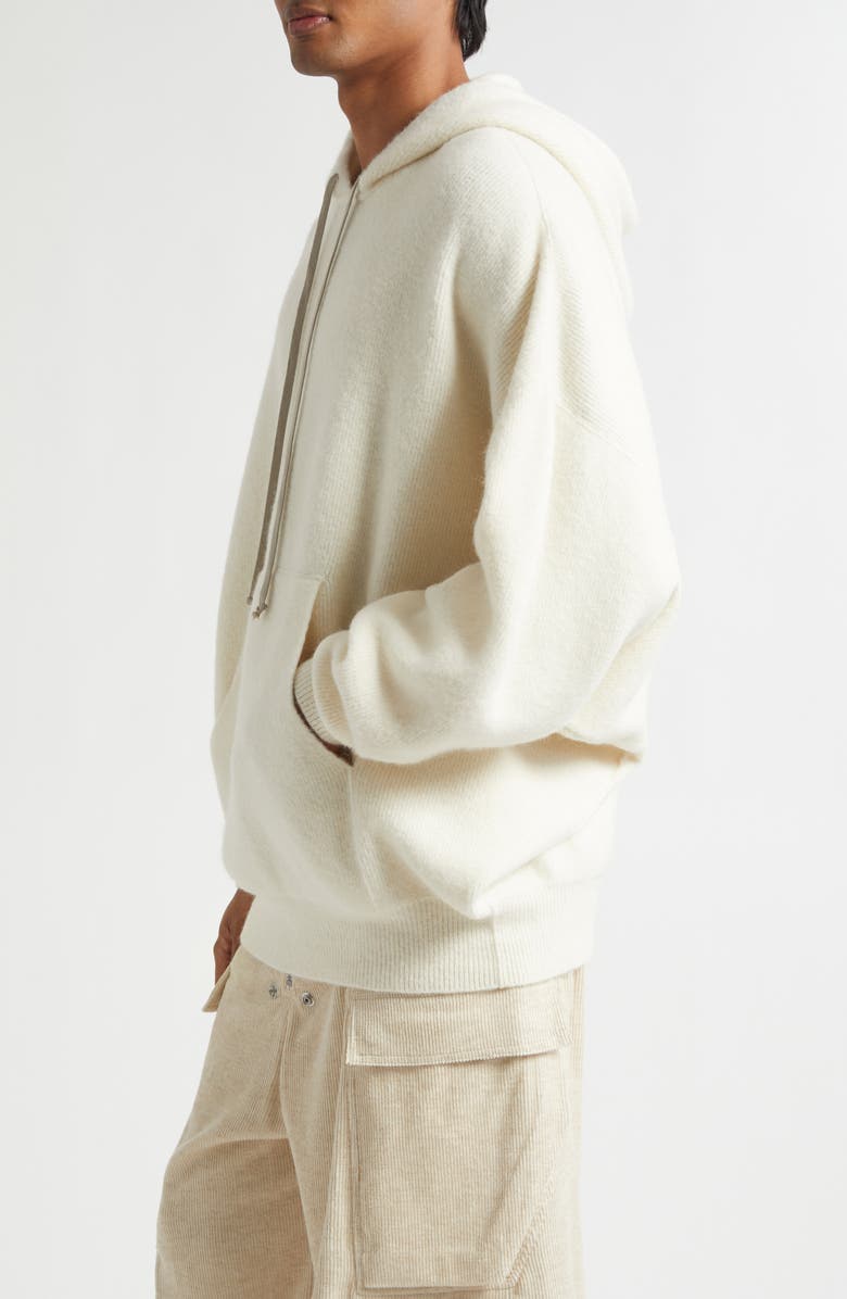 Rick Owens Hun Alpaca Blend Sweater Hoodie, Alternate, color, Milk