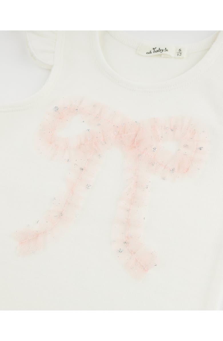 oh baby! Ruffle Bow Pink Silver-Fleck Tulle Flutter Tank, Alternate, color, Cream