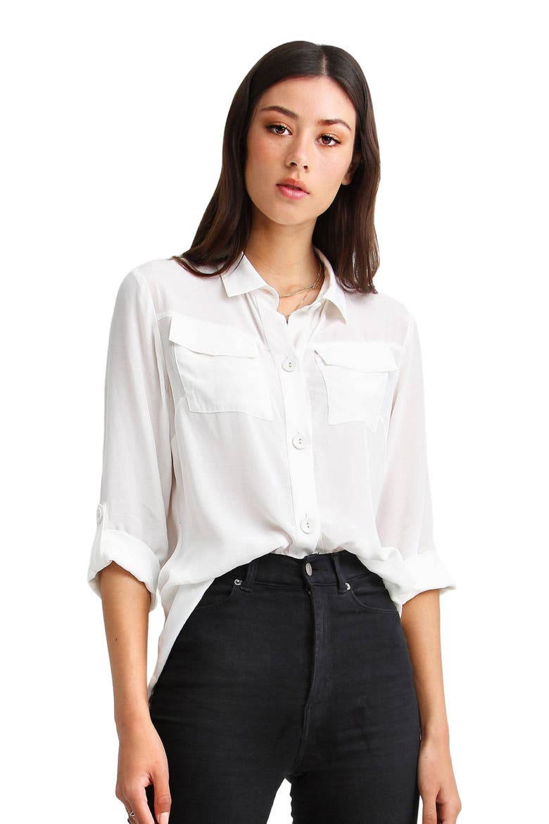 Eclipse Rolled Sleeve Blouse, Alternate, color, Cream